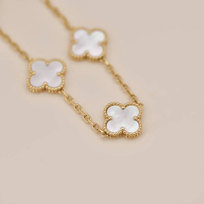 [Elowen Jewels]CLOVER WHITE PEARL MOP 5 MOTIF BRACELET COLLECTION
