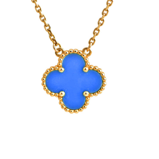 [Elowen Jewels]CLOVER 15MM BLUE AGATE NECKLACE