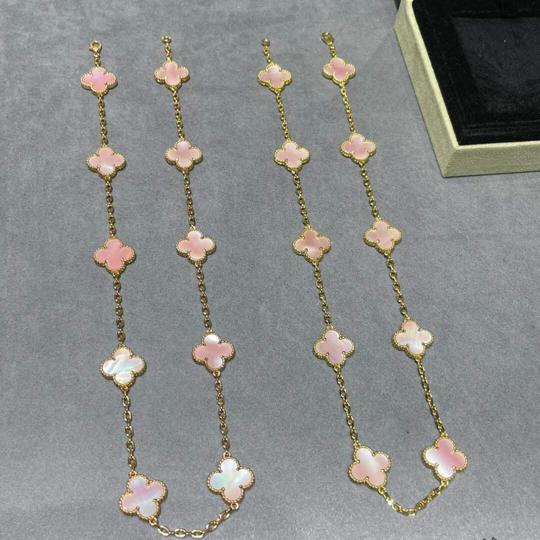 [Elowen Jewels]CLOVER 10 MOTIFS PINK MOP NECKLACE