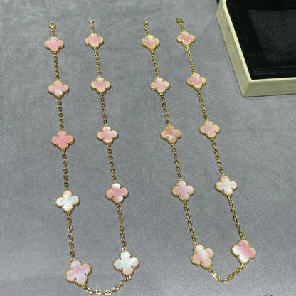[Elowen Jewels]CLOVER 10 MOTIFS PINK MOP NECKLACE