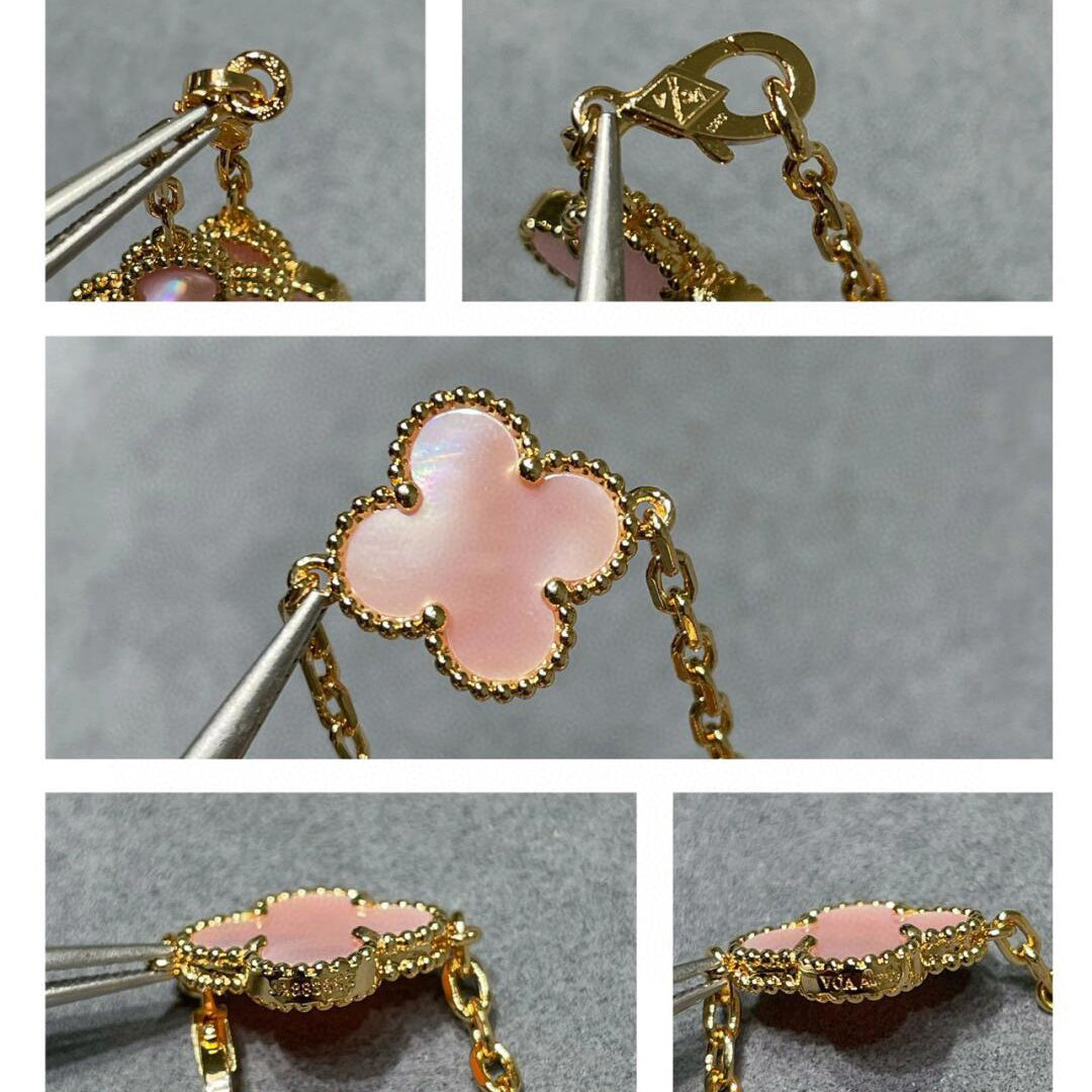 [Elowen Jewels]CLOVER 10 MOTIFS PINK MOP NECKLACE