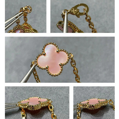 [Elowen Jewels]CLOVER 10 MOTIFS PINK MOP NECKLACE