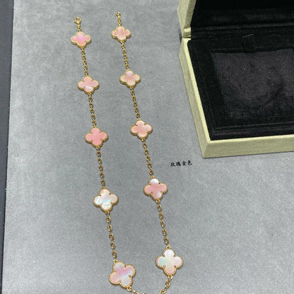 [Elowen Jewels]CLOVER 10 MOTIFS PINK MOP NECKLACE