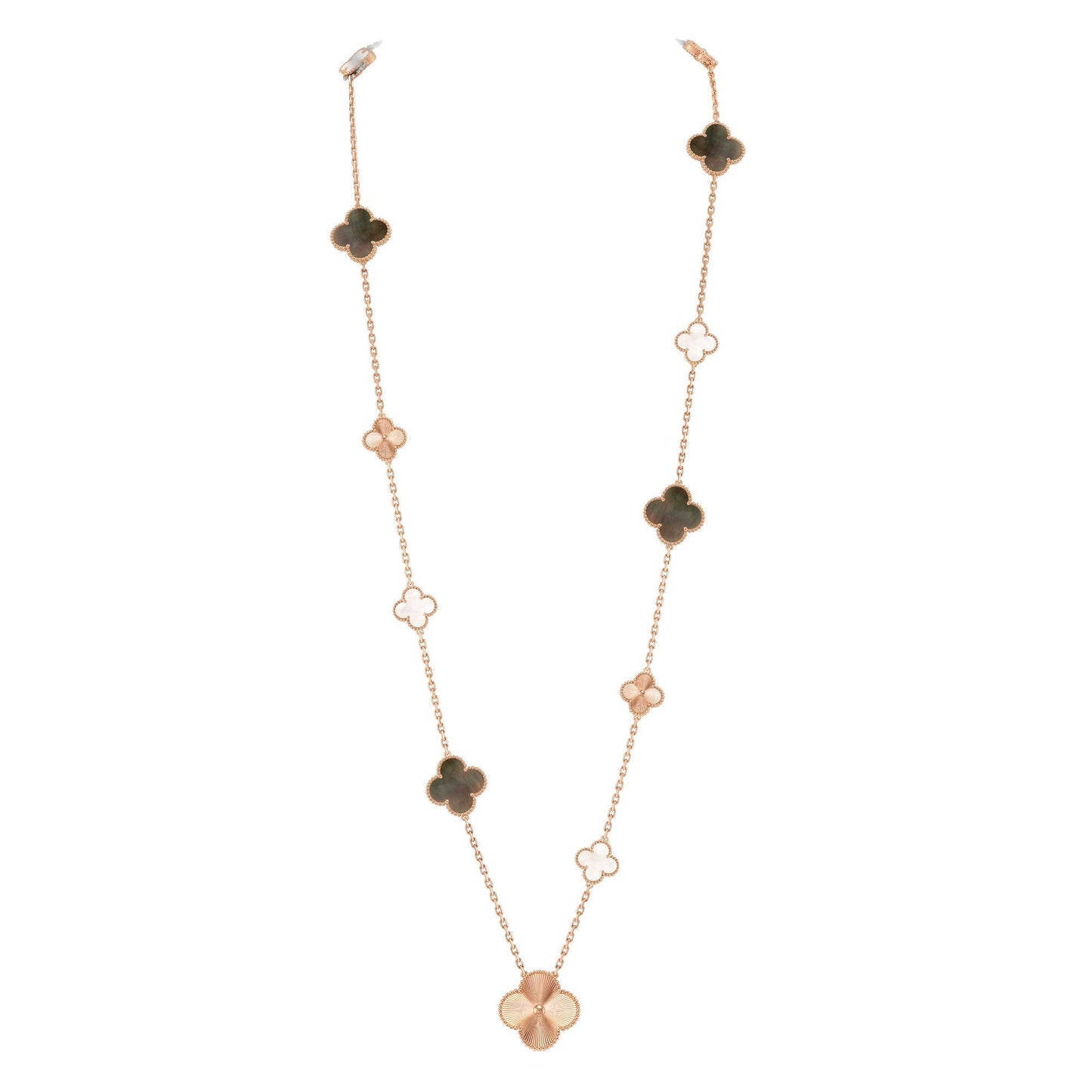 [Elowen Jewels]DETACHABLE CLOVER 15(11+4) FLOWER ROSE GOLD NECKLACE SET