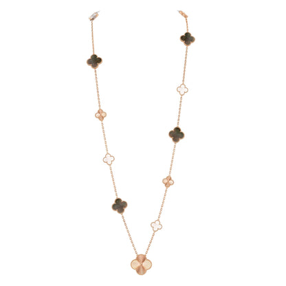 [Elowen Jewels]DETACHABLE CLOVER 15(11+4) FLOWER ROSE GOLD NECKLACE SET