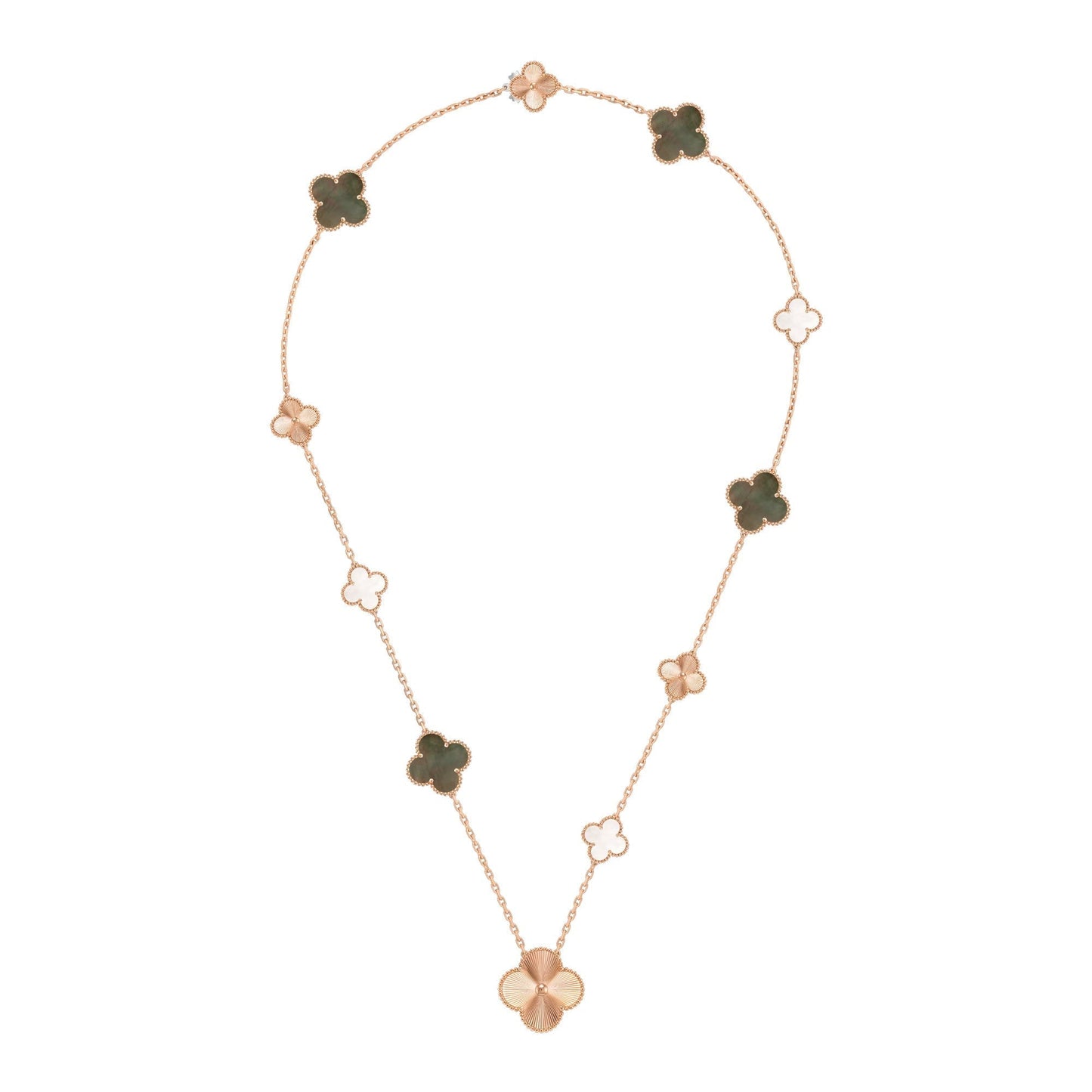 [Elowen Jewels]DETACHABLE CLOVER 15(11+4) FLOWER ROSE GOLD NECKLACE SET