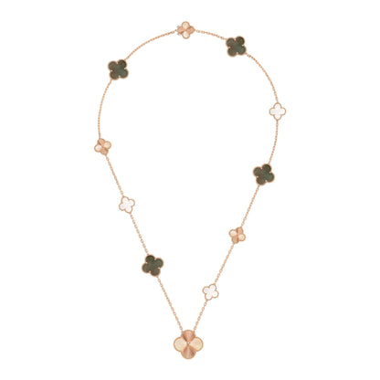 [Elowen Jewels]DETACHABLE CLOVER 15(11+4) FLOWER ROSE GOLD NECKLACE SET
