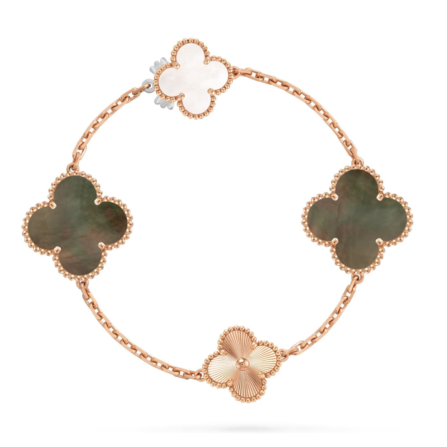 [Elowen Jewels]DETACHABLE CLOVER 15(11+4) FLOWER ROSE GOLD NECKLACE SET