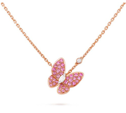 [Elowen Jewels]BUTTERFLY RED DIAMOND ROSE GOLD NECKLACE