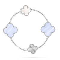 [Elowen Jewel]DETACHABLE CLOVER 15(11+4) FLOWER SILVER NECKLACE SET