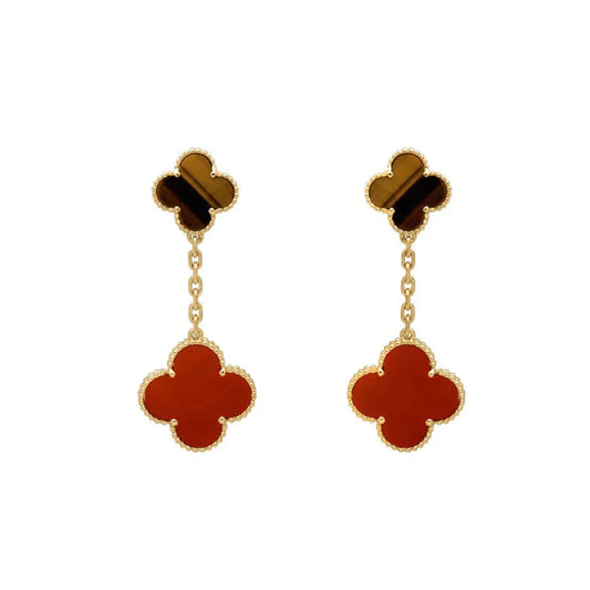 [Elowen Jewels]CLOVER  2 MOTIF  TIGER EYE CARNELIAN EARRINGS