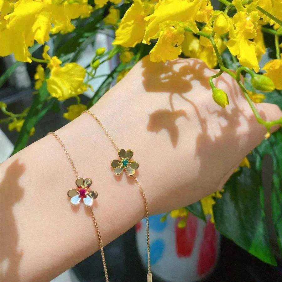 [Elowen Jewels]FRIVOLE GOLD FLOWER PINK MALACHITE BRACELET