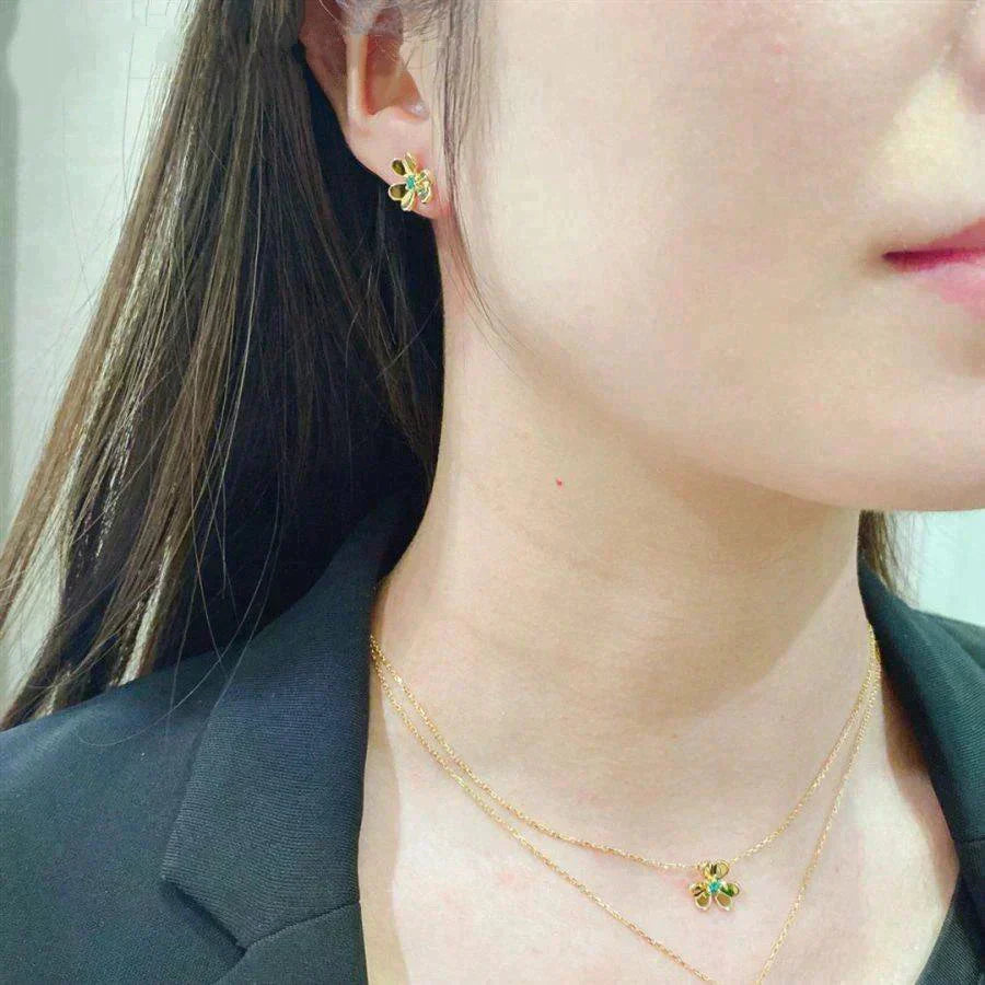 [Elowen Jewels]FRIVOLE  FLOWER MALACHITE EARRINGS