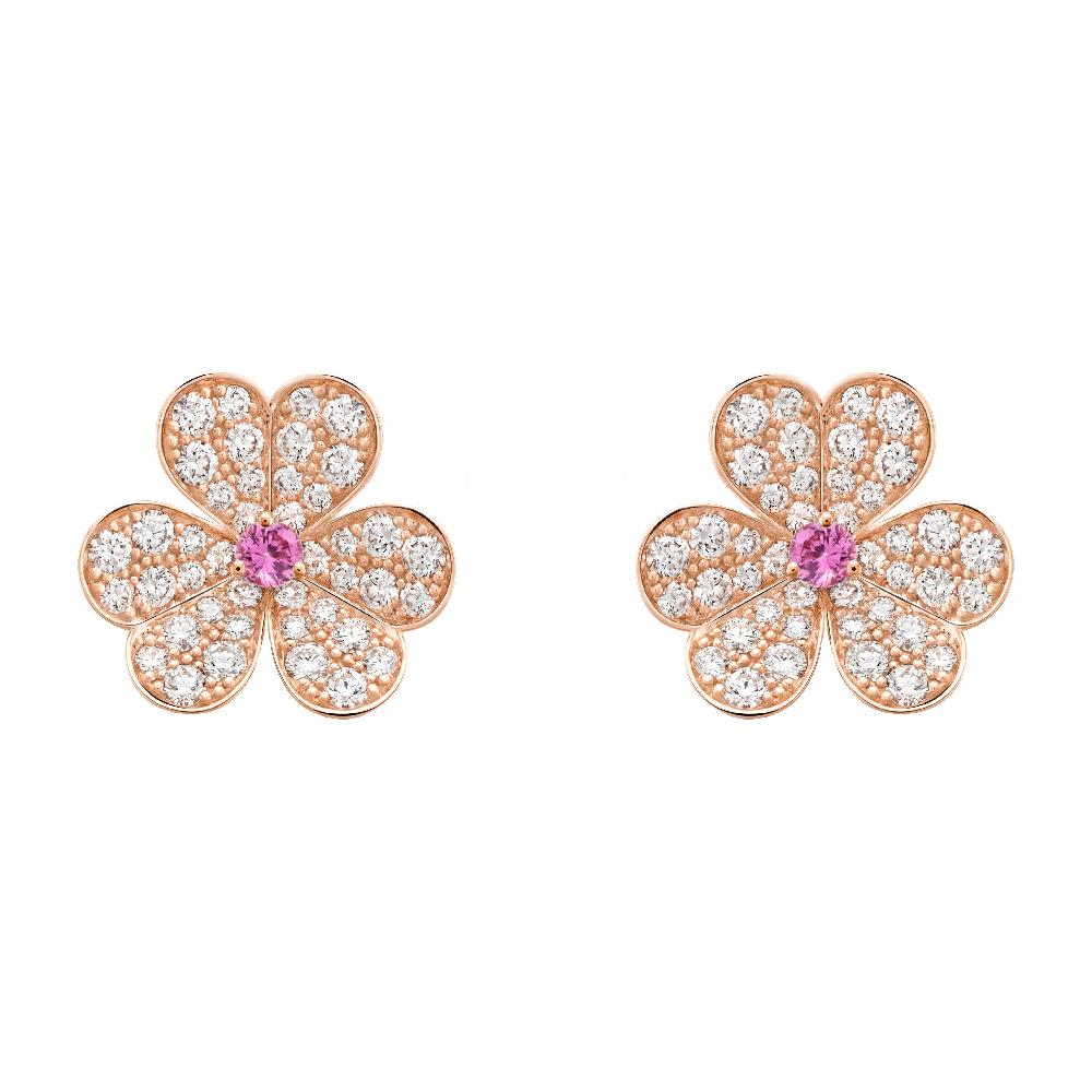[Elowen Jewels]FRIVOLE PINK GOLD FLOWER DIAMOND EARRINGS