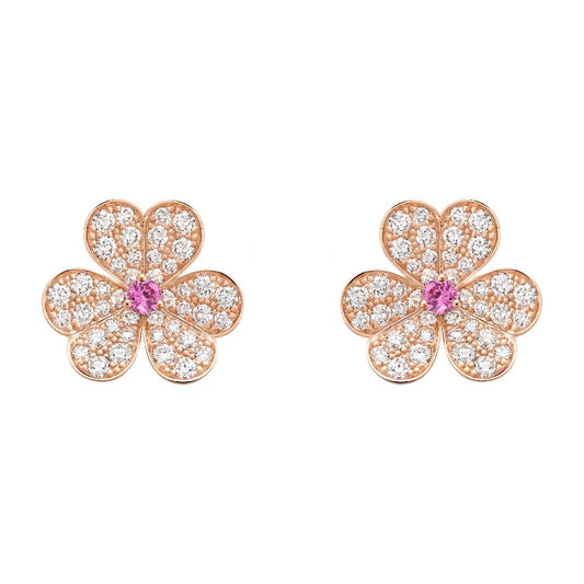 [Elowen Jewels]FRIVOLE PINK GOLD FLOWER DIAMOND EARRINGS