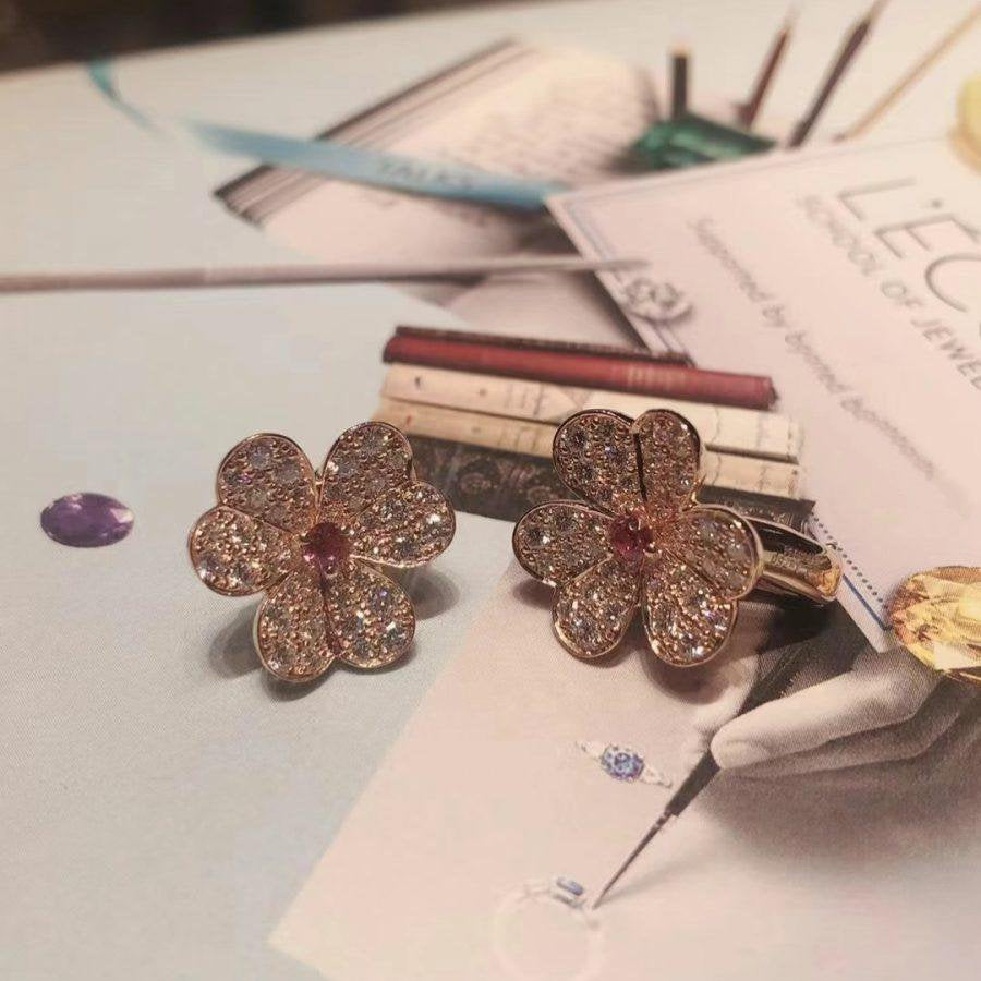 [Elowen Jewels]FRIVOLE PINK GOLD FLOWER DIAMOND EARRINGS