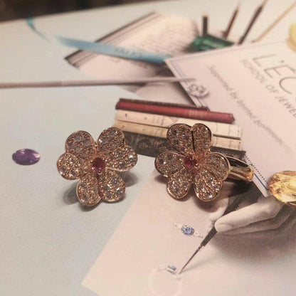 [Elowen Jewels]FRIVOLE PINK GOLD FLOWER DIAMOND EARRINGS