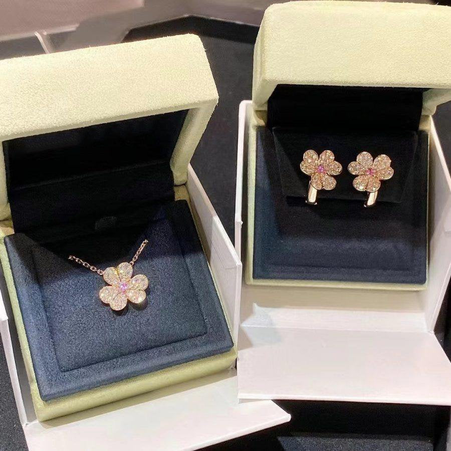 [Elowen Jewels]FRIVOLE ROSE GOLD FLOWER DIAMOND NECKLACE