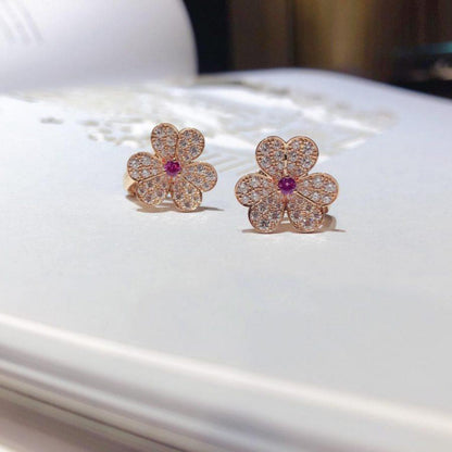 [Elowen Jewels]FRIVOLE PINK GOLD FLOWER DIAMOND EARRINGS