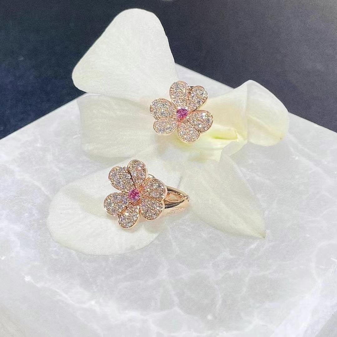 [Elowen Jewels]FRIVOLE PINK GOLD FLOWER DIAMOND EARRINGS