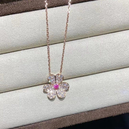 [Elowen Jewels]FRIVOLE ROSE GOLD FLOWER DIAMOND NECKLACE