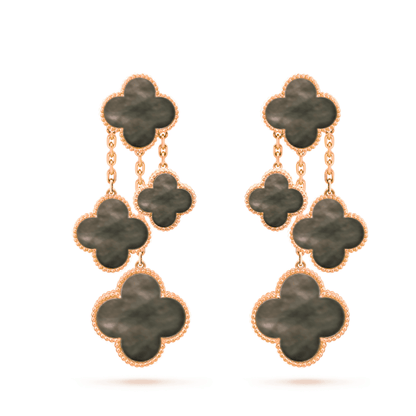 [Elowen Jewels]CLOVER EARRINGS DARK MOP 4 MOTIFS ROSE GOLD