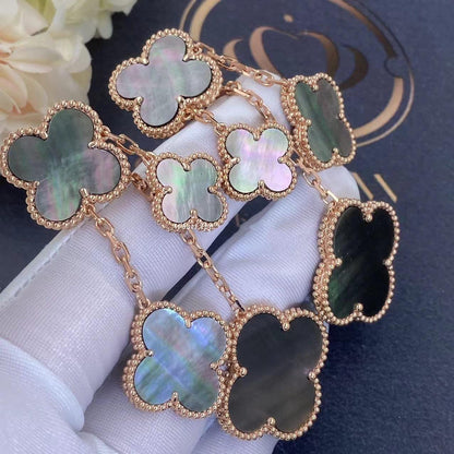 [Elowen Jewels]CLOVER EARRINGS DARK MOP 4 MOTIFS ROSE GOLD