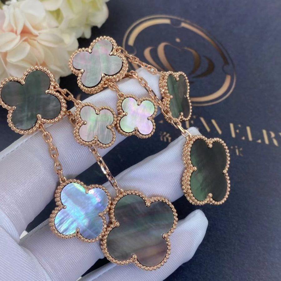 [Elowen Jewels]CLOVER EARRINGS DARK MOP 4 MOTIFS ROSE GOLD