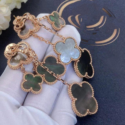 [Elowen Jewels]CLOVER EARRINGS DARK MOP 4 MOTIFS ROSE GOLD