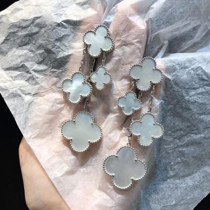 [Elowen Jewels]CLOVER EARRINGS WHITE MOP 4 MOTIFS SILVER