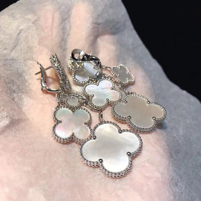 [Elowen Jewels]CLOVER EARRINGS WHITE MOP 4 MOTIFS SILVER