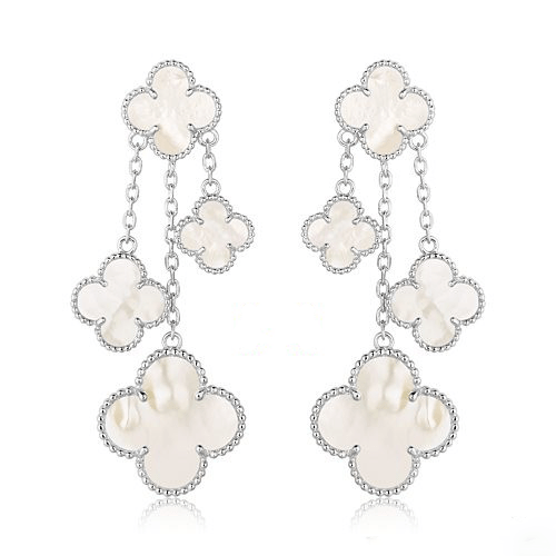 [Elowen Jewels]CLOVER EARRINGS WHITE MOP 4 MOTIFS SILVER