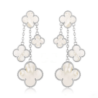 [Elowen Jewel]CLOVER EARRINGS WHITE MOP 4 MOTIFS SILVER