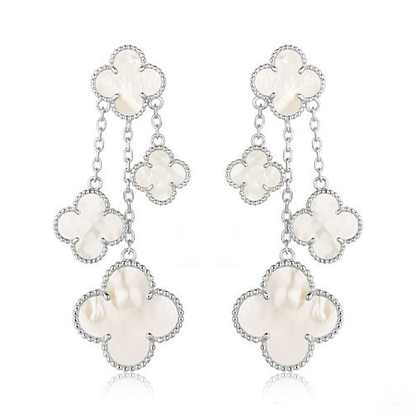 [Elowen Jewels]CLOVER EARRINGS WHITE MOP 4 MOTIFS SILVER