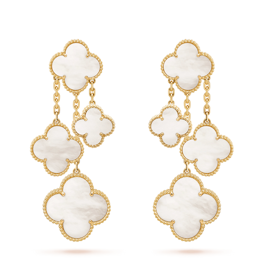 [Elowen Jewels]CLOVER EARRINGS WHITE MOP 4 MOTIFS GOLD