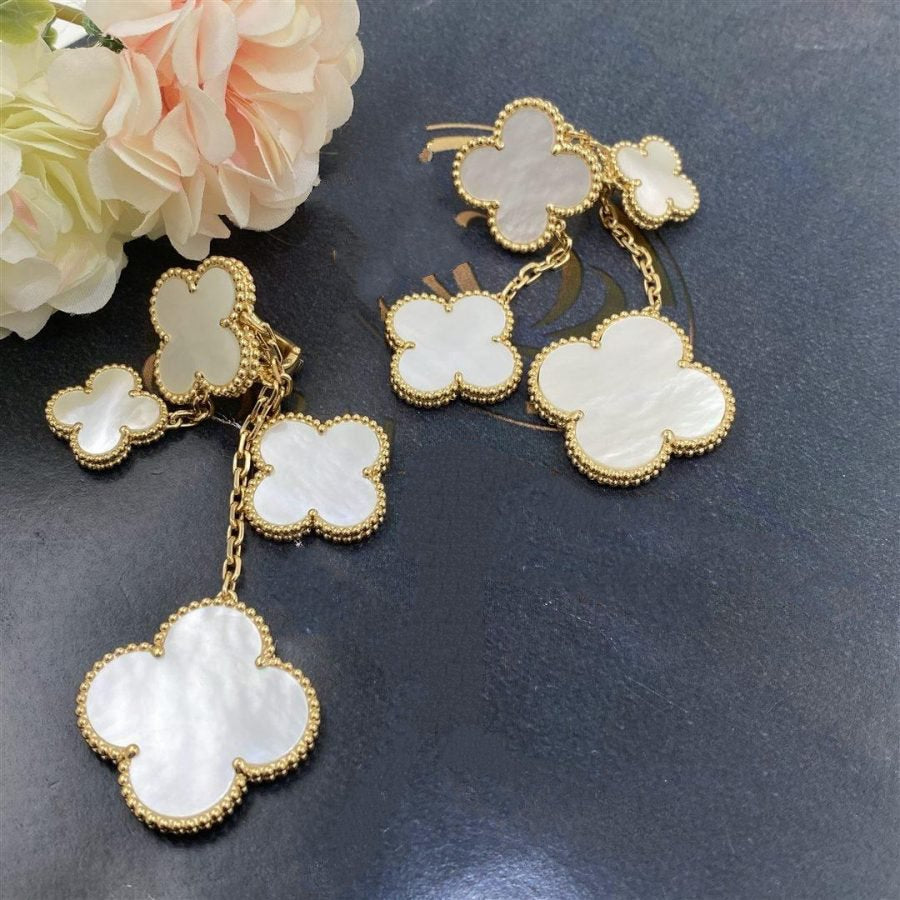 [Elowen Jewels]CLOVER EARRINGS WHITE MOP 4 MOTIFS GOLD