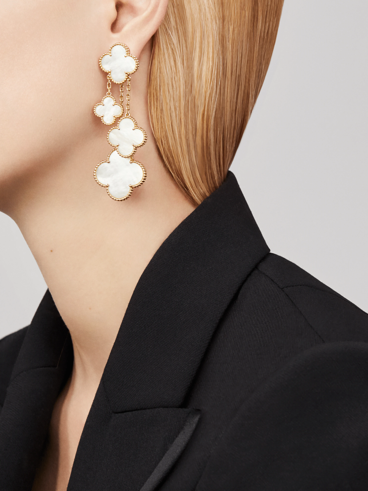 [Elowen Jewels]CLOVER EARRINGS WHITE MOP 4 MOTIFS GOLD