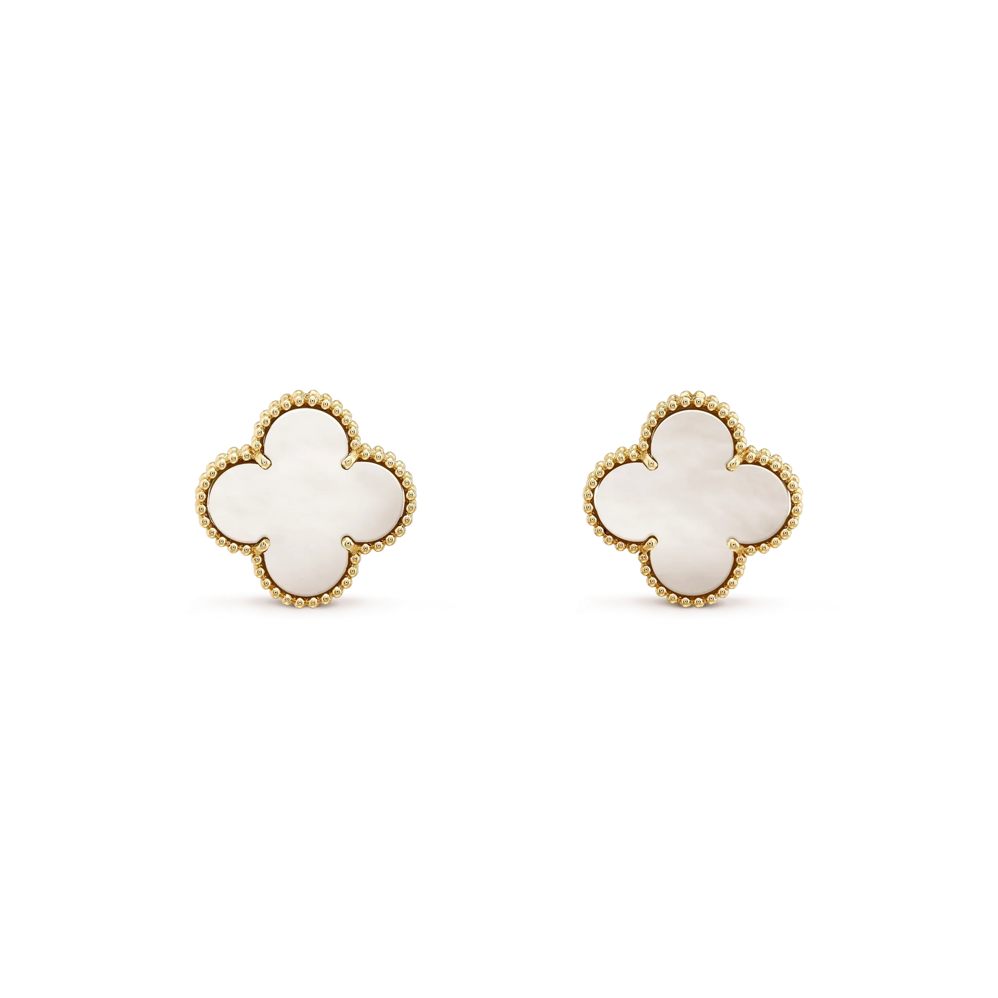 [Elowen Jewels]CLOVER MEDIUM 1 MOTIFS  WHITE MOP STUD EARRINGS