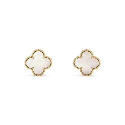 [Elowen Jewels]CLOVER MEDIUM 1 MOTIFS  WHITE MOP STUD EARRINGS