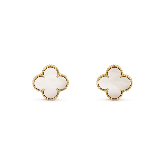 [Elowen Jewels]CLOVER MEDIUM 1 MOTIFS  WHITE MOP STUD EARRINGS