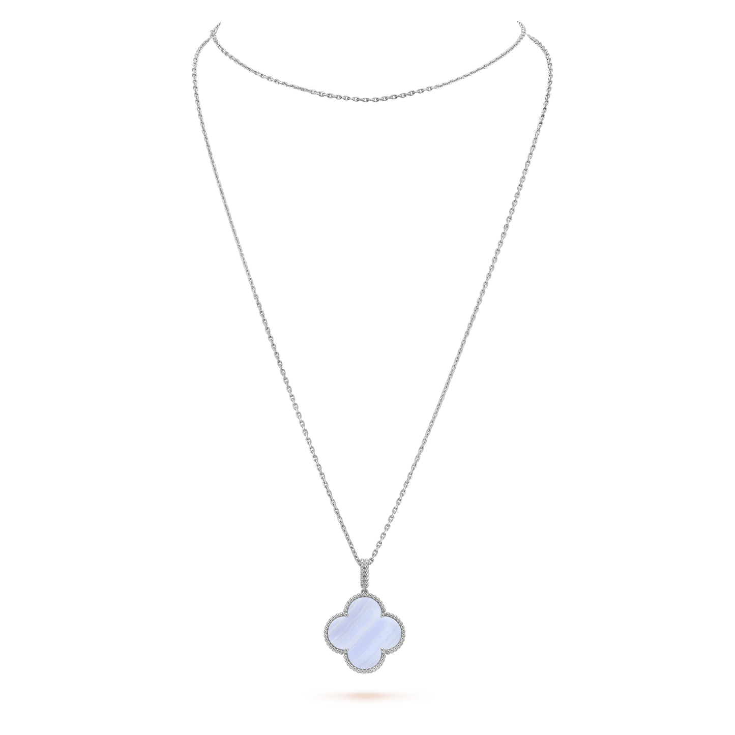 [Elowen Jewels]CLOVER SILVER CHALCEDONY BIG CLOVER NECKLACE