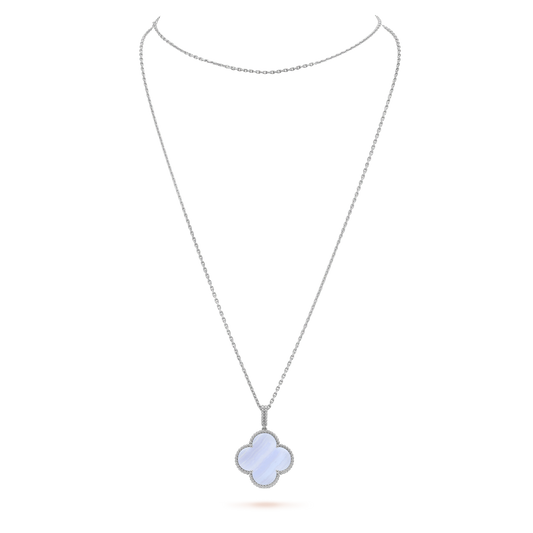 [Elowen Jewels]CLOVER SILVER CHALCEDONY BIG CLOVER NECKLACE