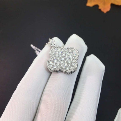 [Elowen Jewels]CLOVER 25MM SILVER FULL DIAMOND BIG CLOVER NECKLACE