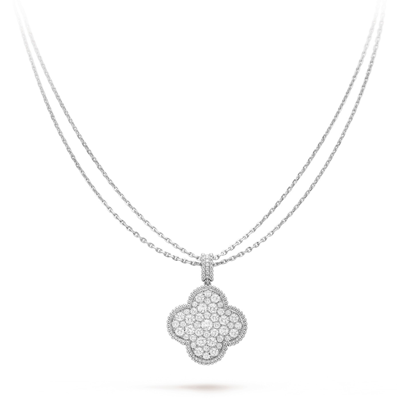 [Elowen Jewels]CLOVER 25MM SILVER FULL DIAMOND BIG CLOVER NECKLACE