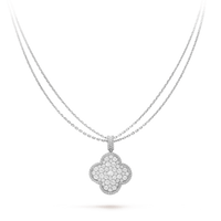 [Elowen Jewel]CLOVER 25MM SILVER FULL DIAMOND BIG CLOVER NECKLACE