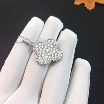 [Elowen Jewels]CLOVER 25MM SILVER FULL DIAMOND BIG CLOVER NECKLACE