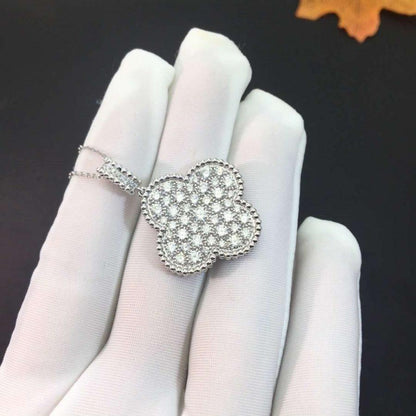 [Elowen Jewels]CLOVER 25MM SILVER FULL DIAMOND BIG CLOVER NECKLACE