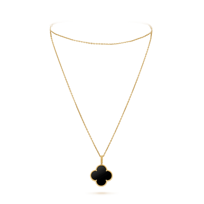 [Elowen Jewels]CLOVER 25MM GOLD ONYX BIG CLOVER NECKLACE