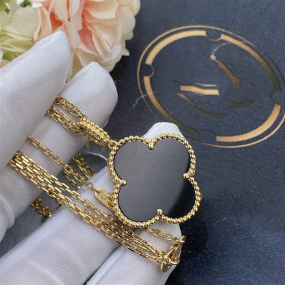 [Elowen Jewels]CLOVER 25MM GOLD ONYX BIG CLOVER NECKLACE