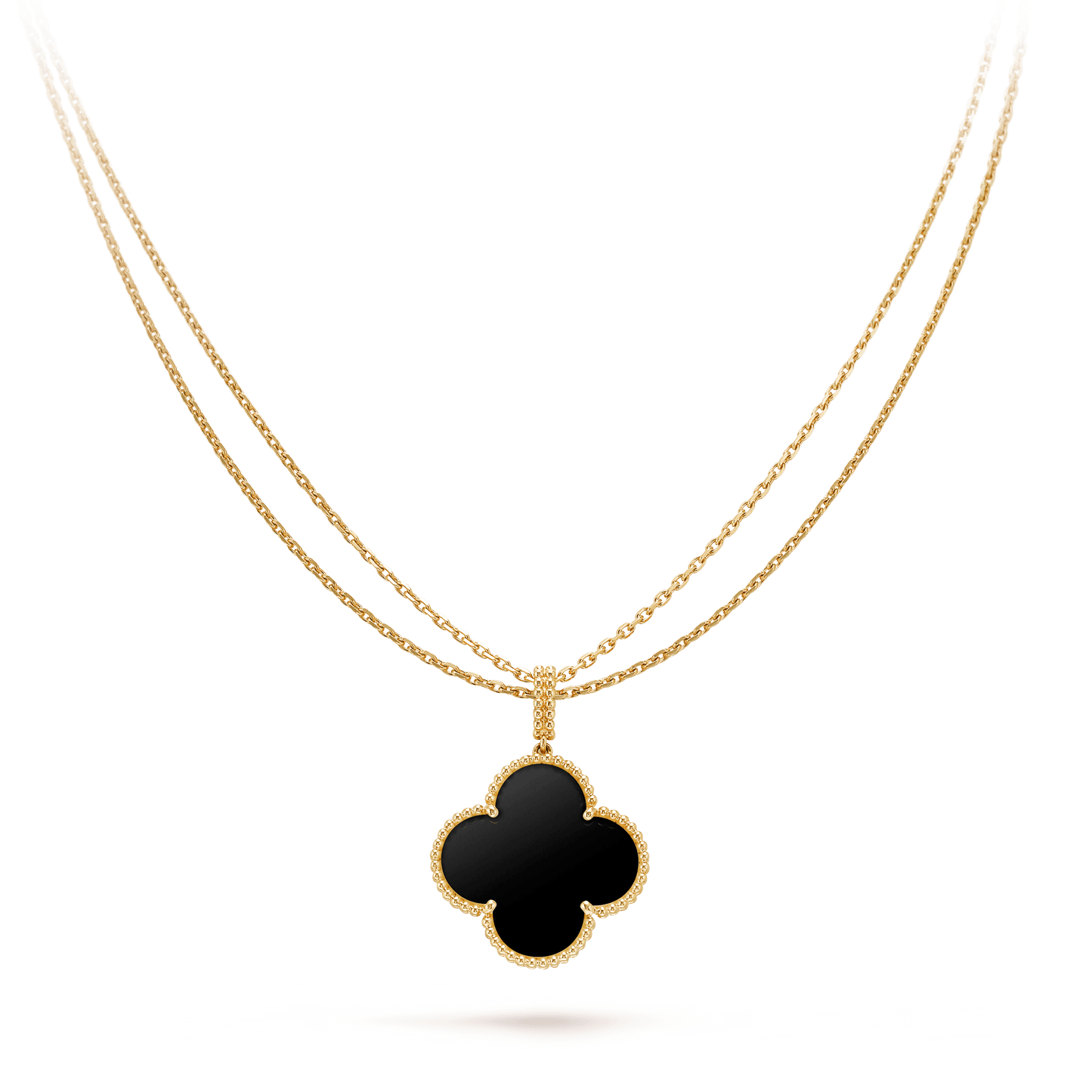 [Elowen Jewels]CLOVER 25MM GOLD ONYX BIG CLOVER NECKLACE